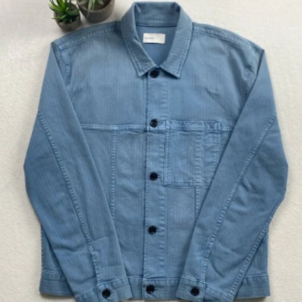 BLDWN Druid Woven Striped Collared LS Button Up Denim Jacket (Vintage Indigo)